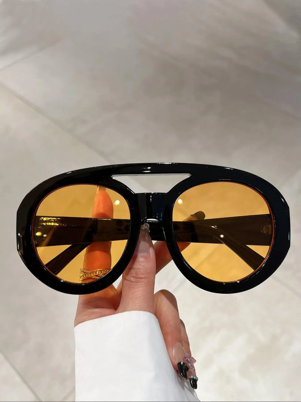 Large Frame Double Bridge Round Glasses