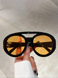 Large Frame Double Bridge Round Glasses