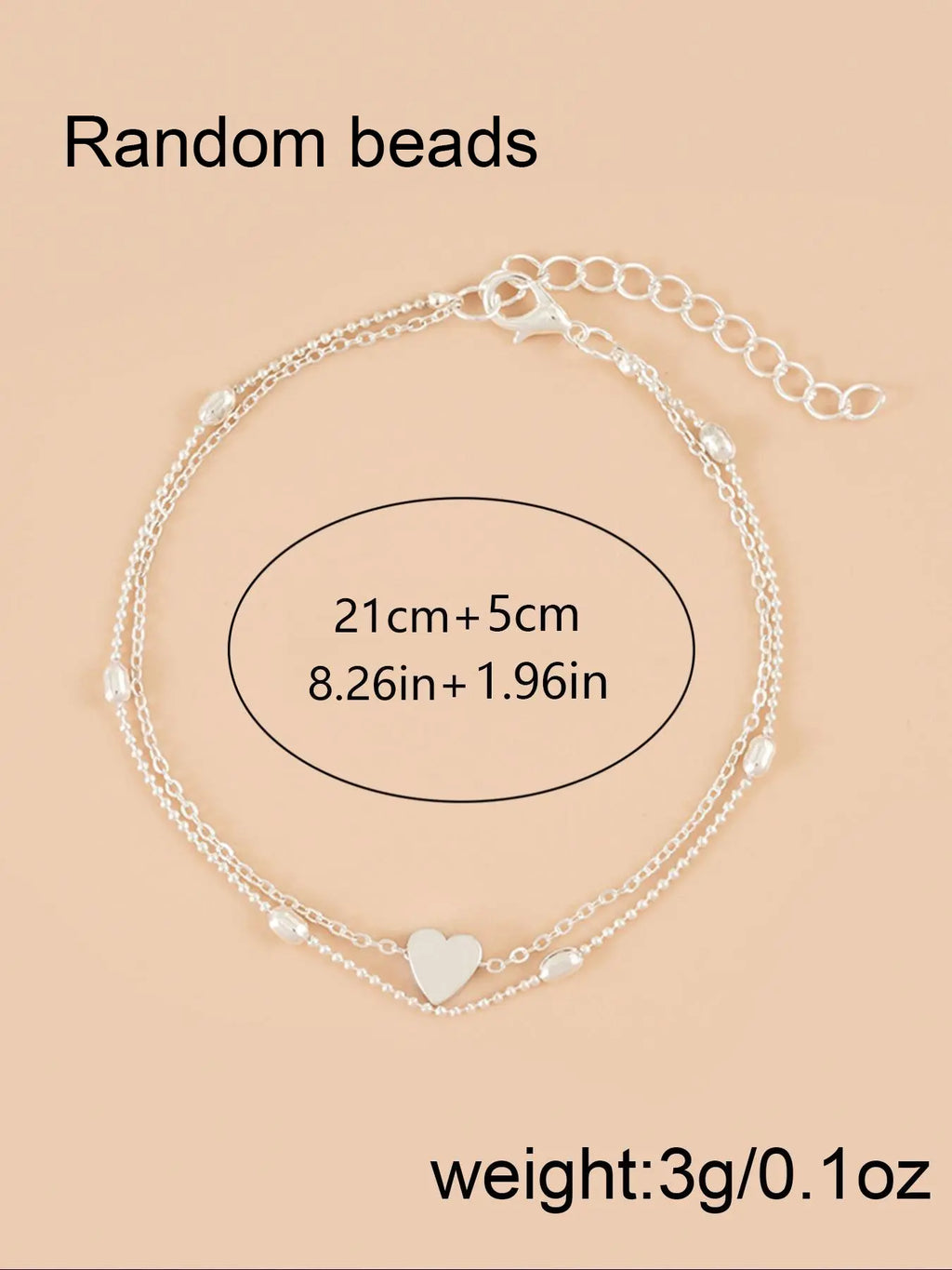 Women's Double Layered Heart Decorated Anklet