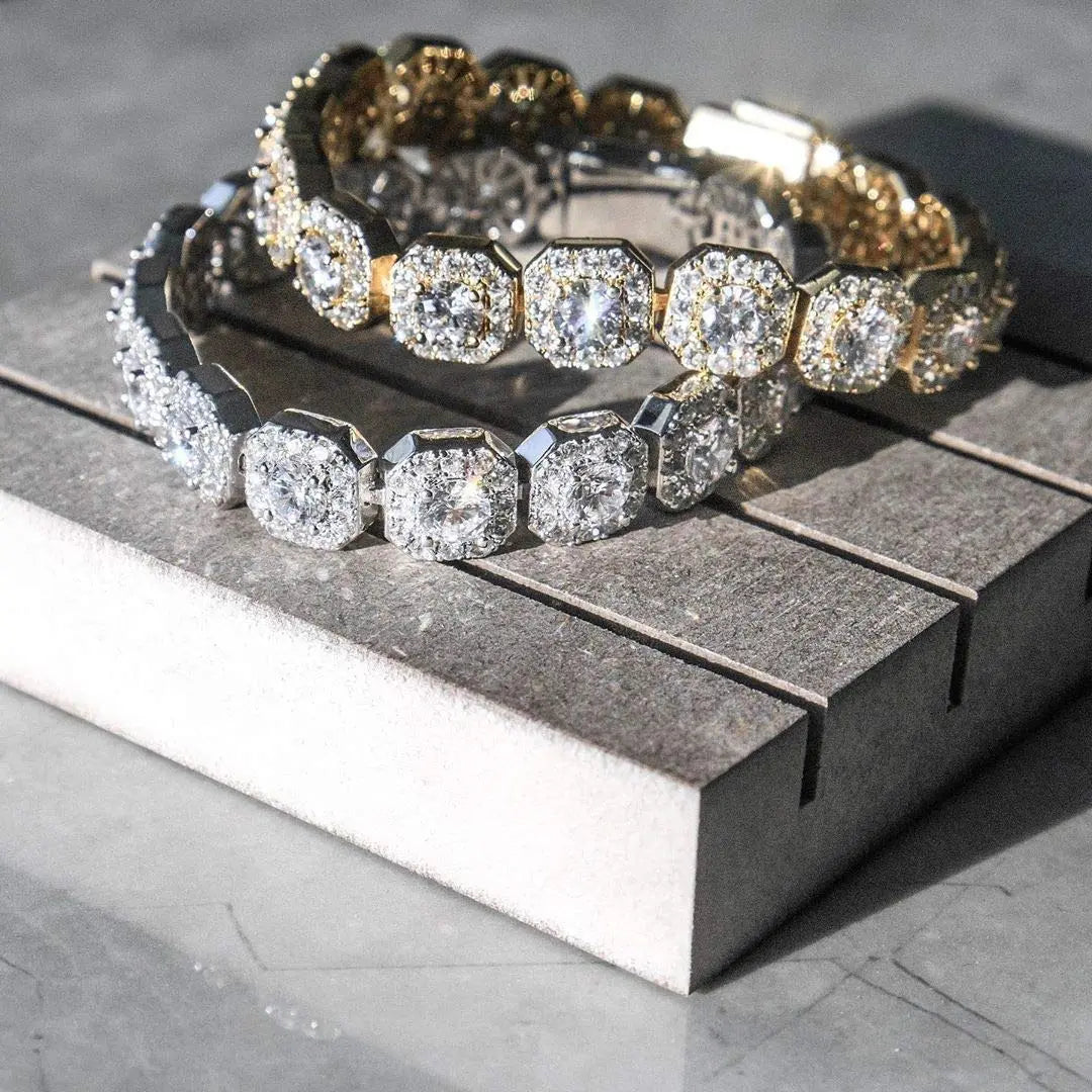 12MM Wide Iced Out Cuban Chain Bracelet with Gift Box