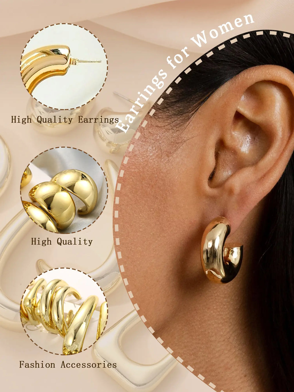 17KM 20-Piece Gold Hoop Earrings Set