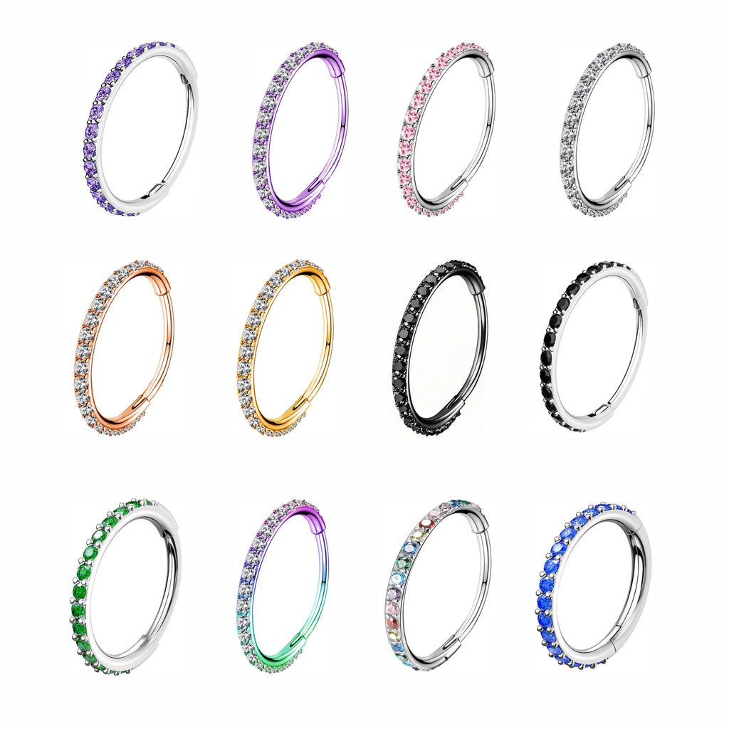 Oufer 20G Hinged Segment Micro Gem Nose Hoop Ring - 316L Stainless Steel Gift Option