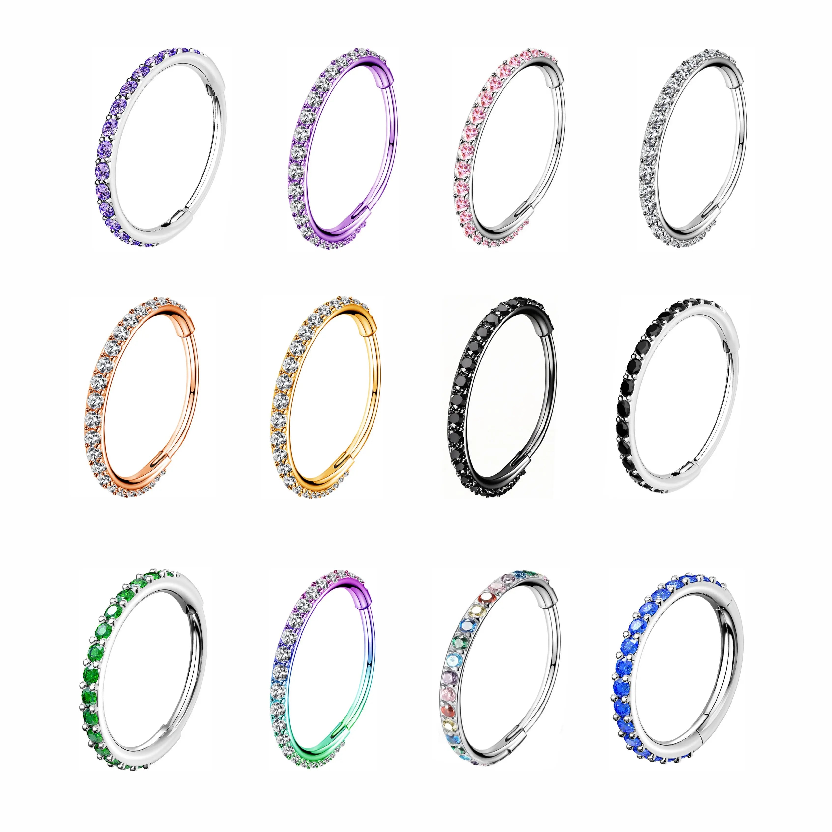 Oufer 20G Hinged Segment Micro Gem Nose Hoop Ring - 316L Stainless Steel Gift Option