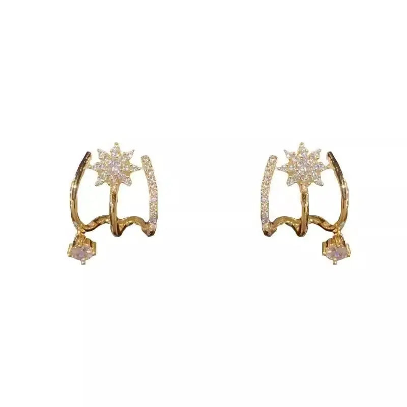 Sparkling Micro-Pave Star Row Earrings