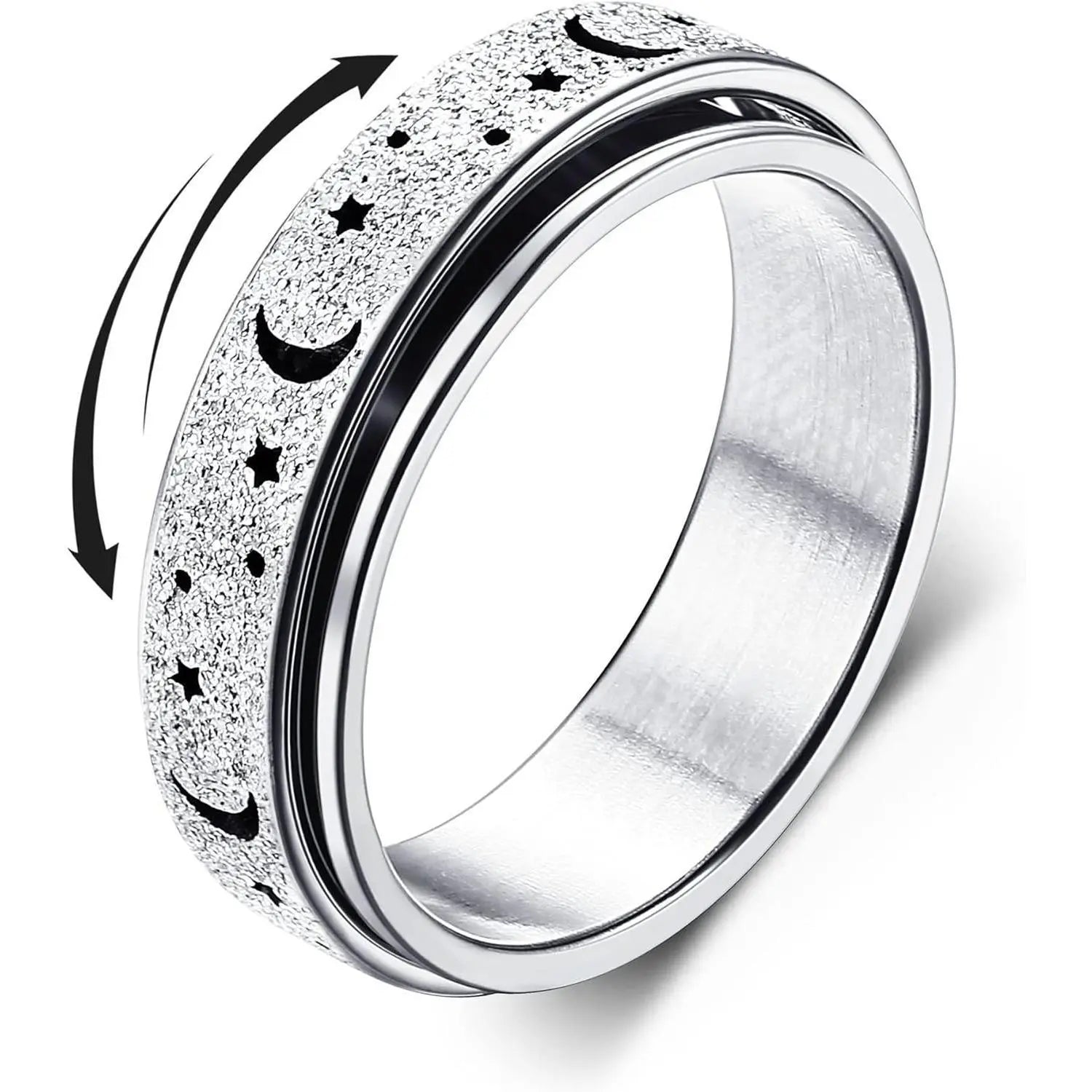 FLORIDECO Stainless Steel Adjustable Fidget Rings for Anxiety Relief - Elegant Rose Gold Spinner Ring for Women, Sizes 5-13, Durable Stress-Relieving Design