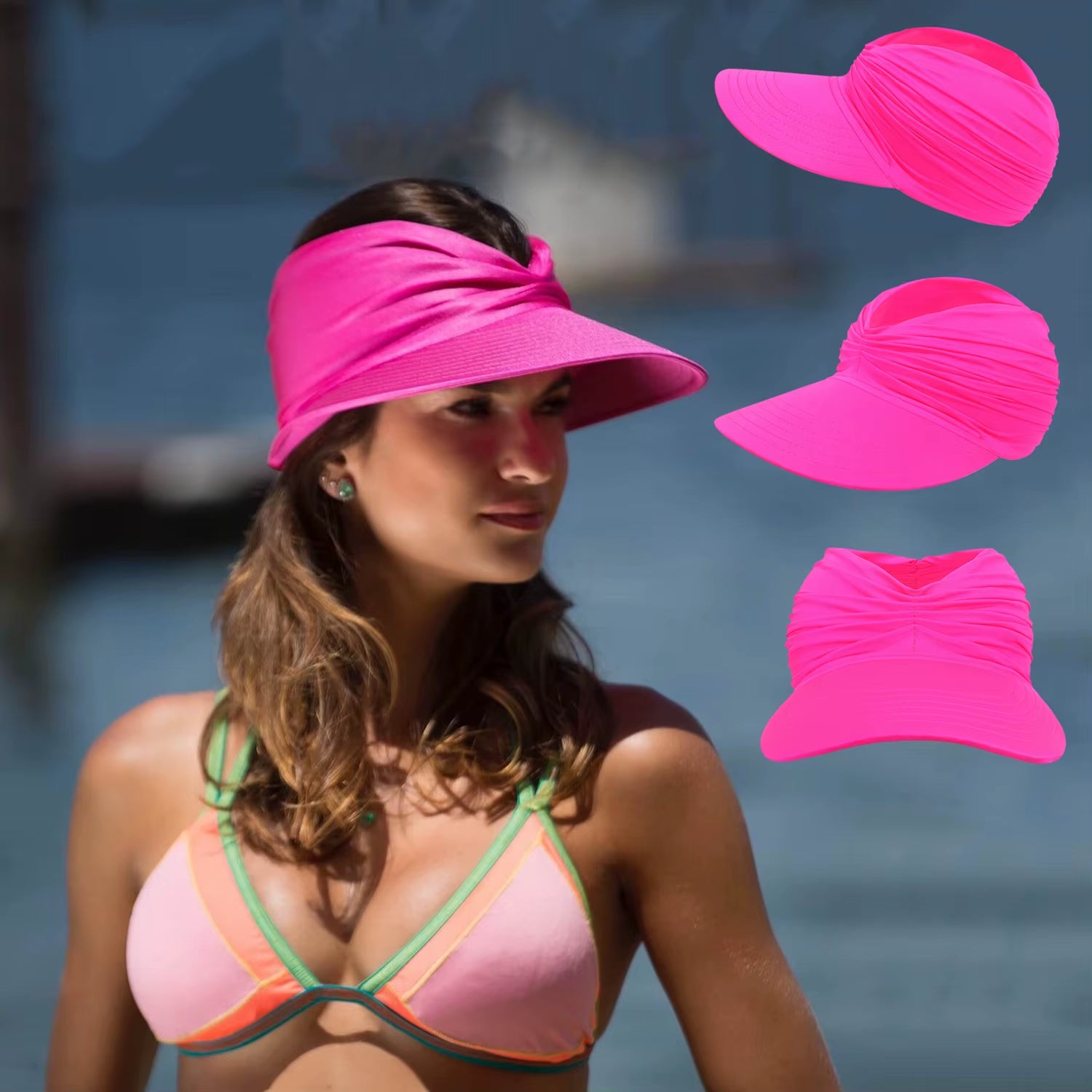 Women's Beach Sun Hat with Hollow Top - UV50+ Sun Protection
