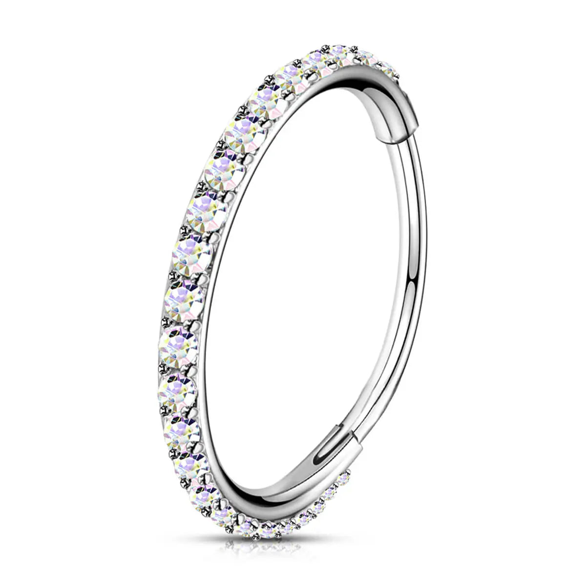 Oufer 20G Hinged Segment Micro Gem Nose Hoop Ring - 316L Stainless Steel Gift Option