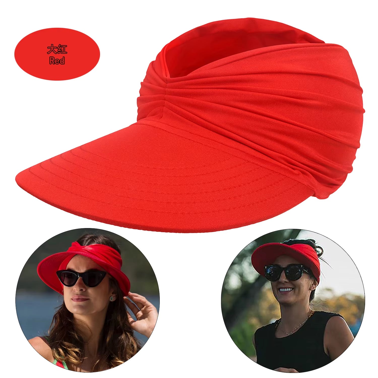 Women's Beach Sun Hat with Hollow Top - UV50+ Sun Protection