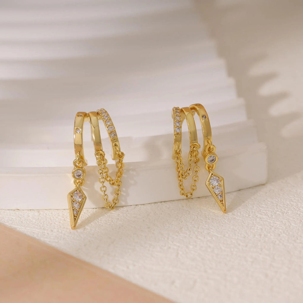 Gania Women's Gold Triple Huggies Earrings