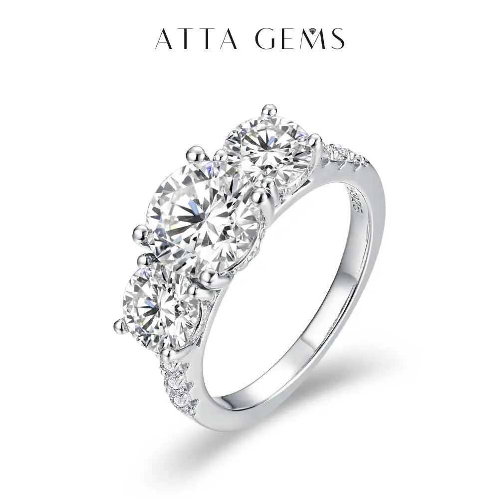 Elegant Three-Stone Moissanite Ring in 925 Sterling Silver for Anniversary, Wedding, or Engagement - Perfect Gift for Valentine's Day