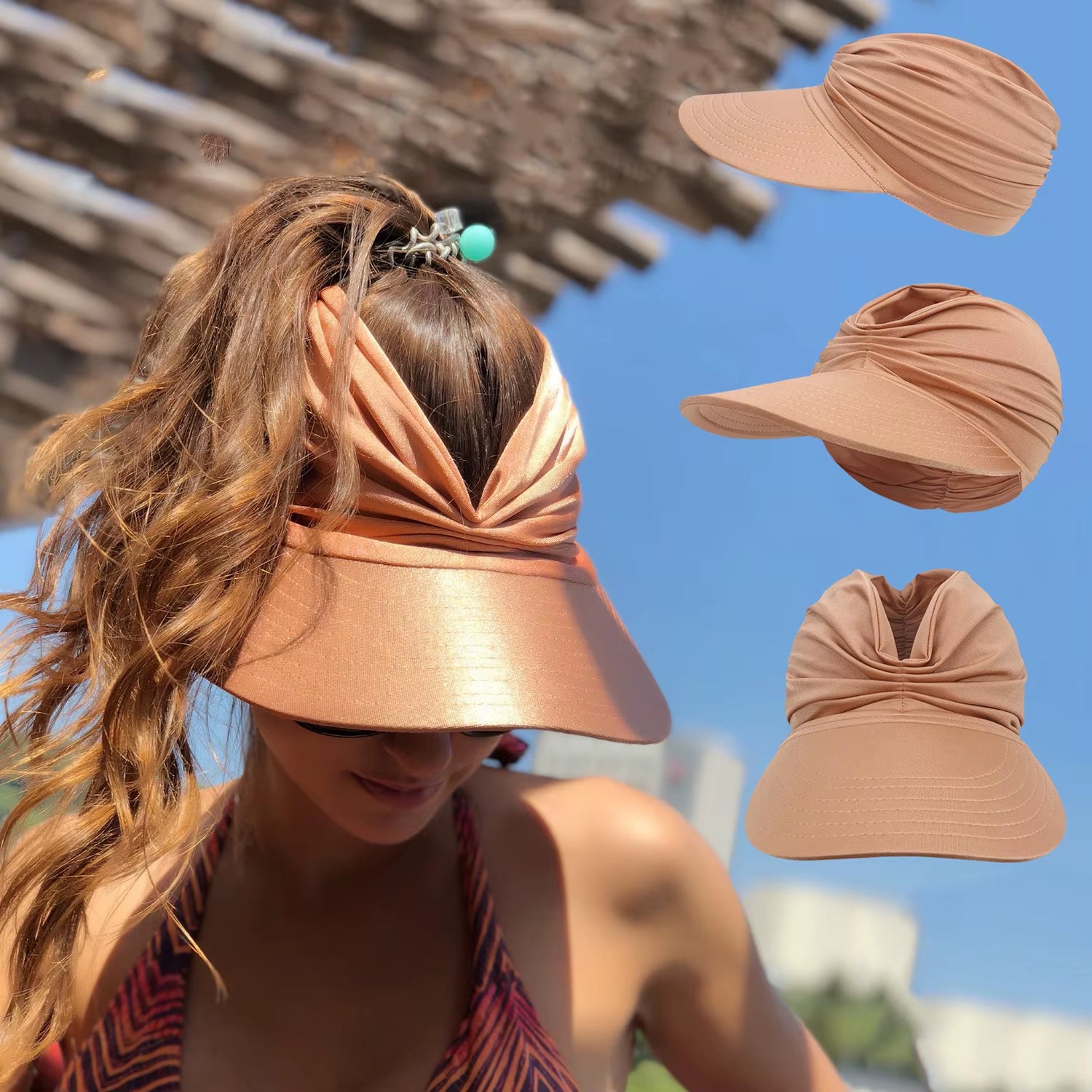 Women's Beach Sun Hat with Hollow Top - UV50+ Sun Protection