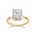 PAVOI 14K Gold Plated 3.5CT Square Radiant Cubic Zirconia Engagement and Promise Ring for Women with Hidden Halo Design