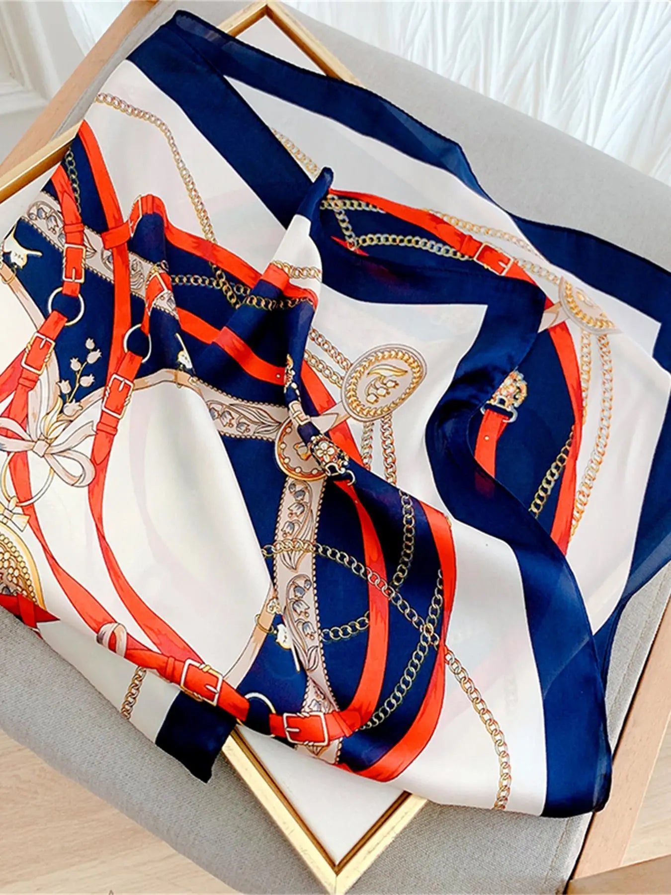 Chain Print Square Scarf