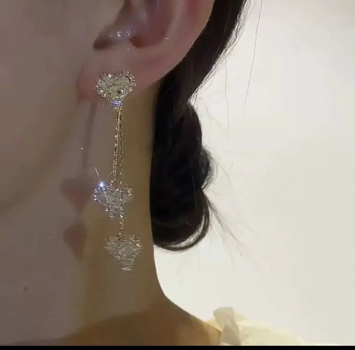 Zircon Heart Tassel Earrings for Women