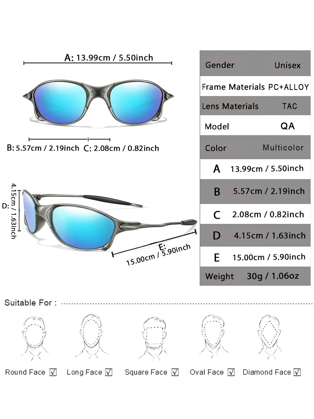 Unisex Vintage Oval Frame Sunglasses Set - 5 Pairs