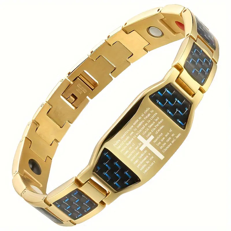 Men's Stainless Steel Cross Magnetic Bracelet