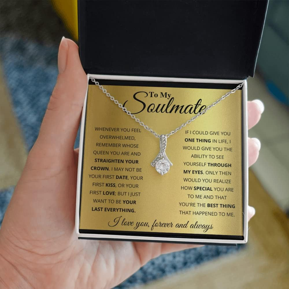 Elegant Soulmate Necklace with Heartfelt Message Card and Gift Box