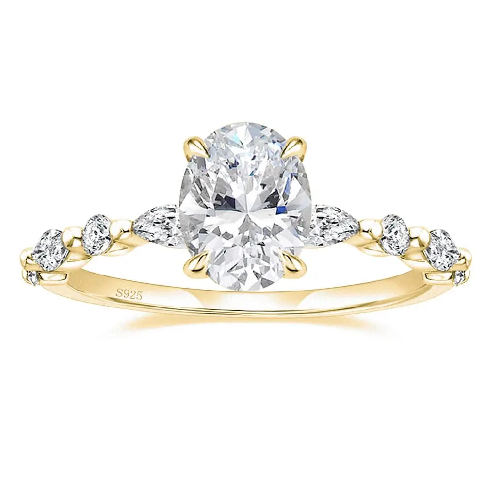 EAMTI 3 CT Oval Cut Cubic Zirconia Engagement Ring in 925 Sterling Silver with Halo Design for Women