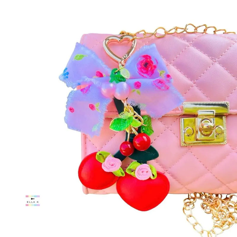 Cherry Blossom Floral Bow Bag Charm
