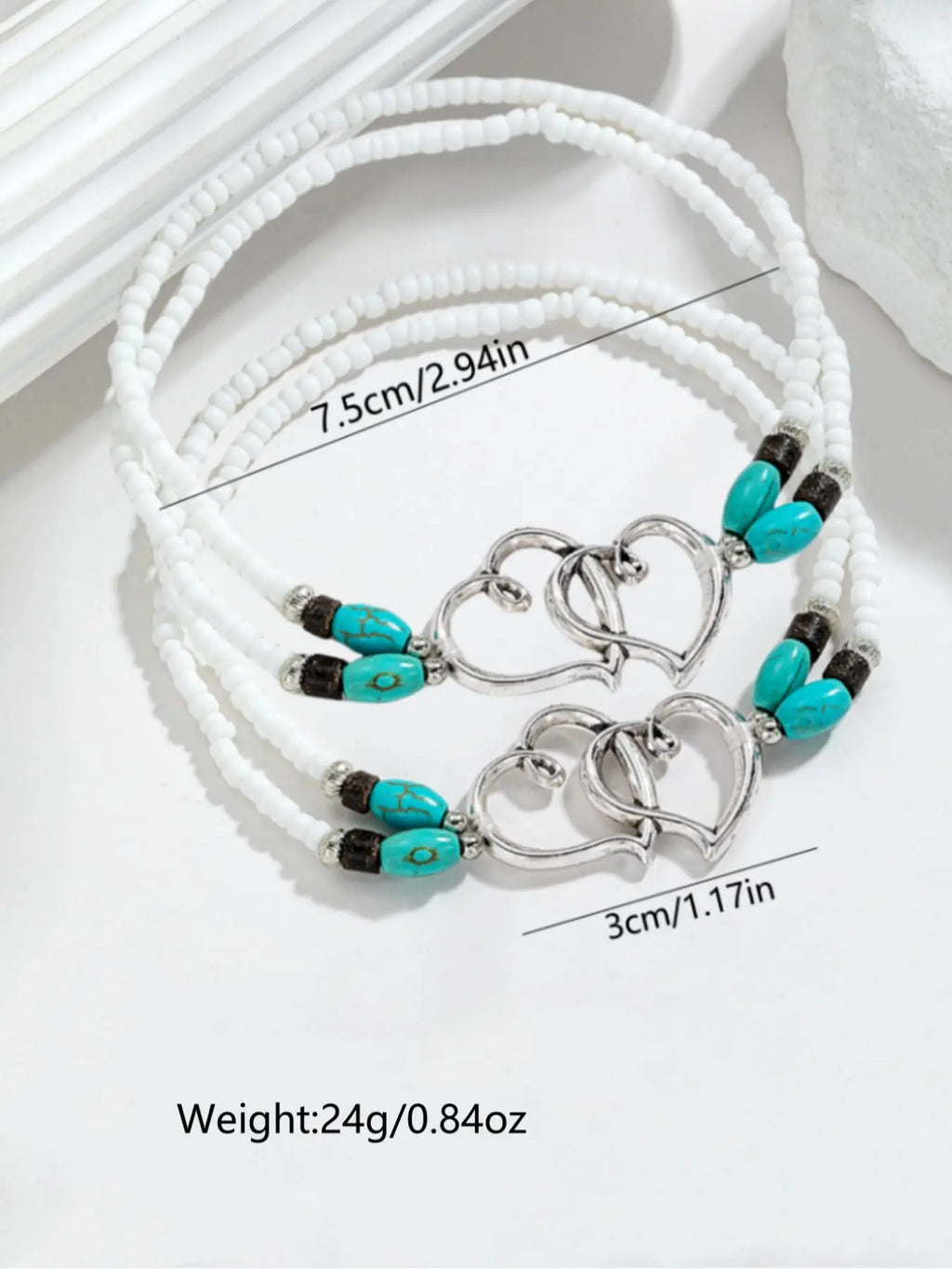 Bohemian Heart Design Beaded Anklet