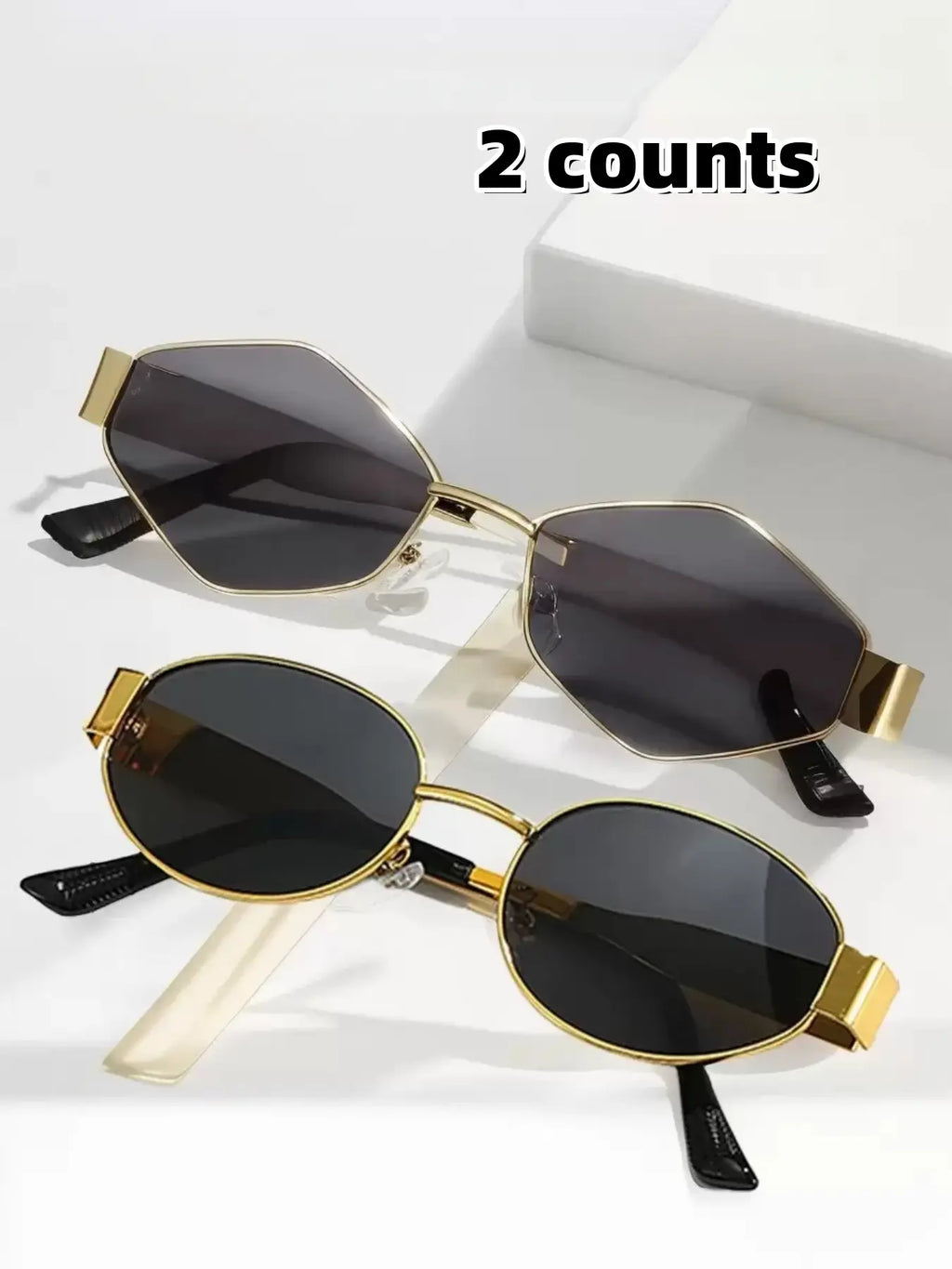 Stylish Metal Frame Oval Sunglasses