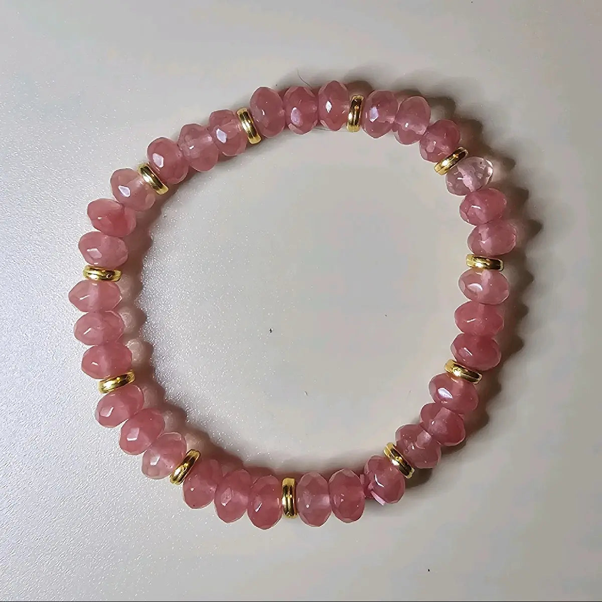 Watermelon Quartz Crystal Bead Bracelet