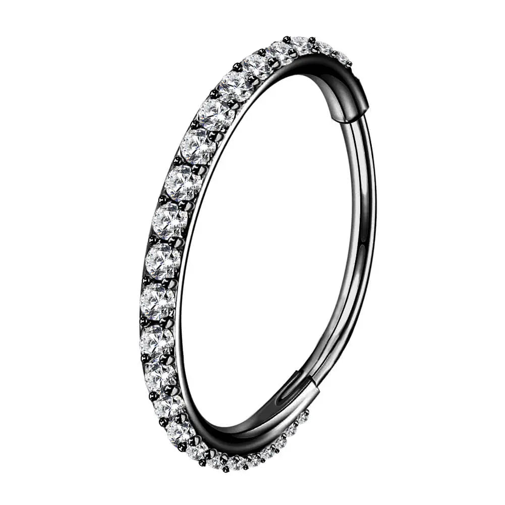 Oufer 20G Hinged Segment Micro Gem Nose Hoop Ring - 316L Stainless Steel Gift Option