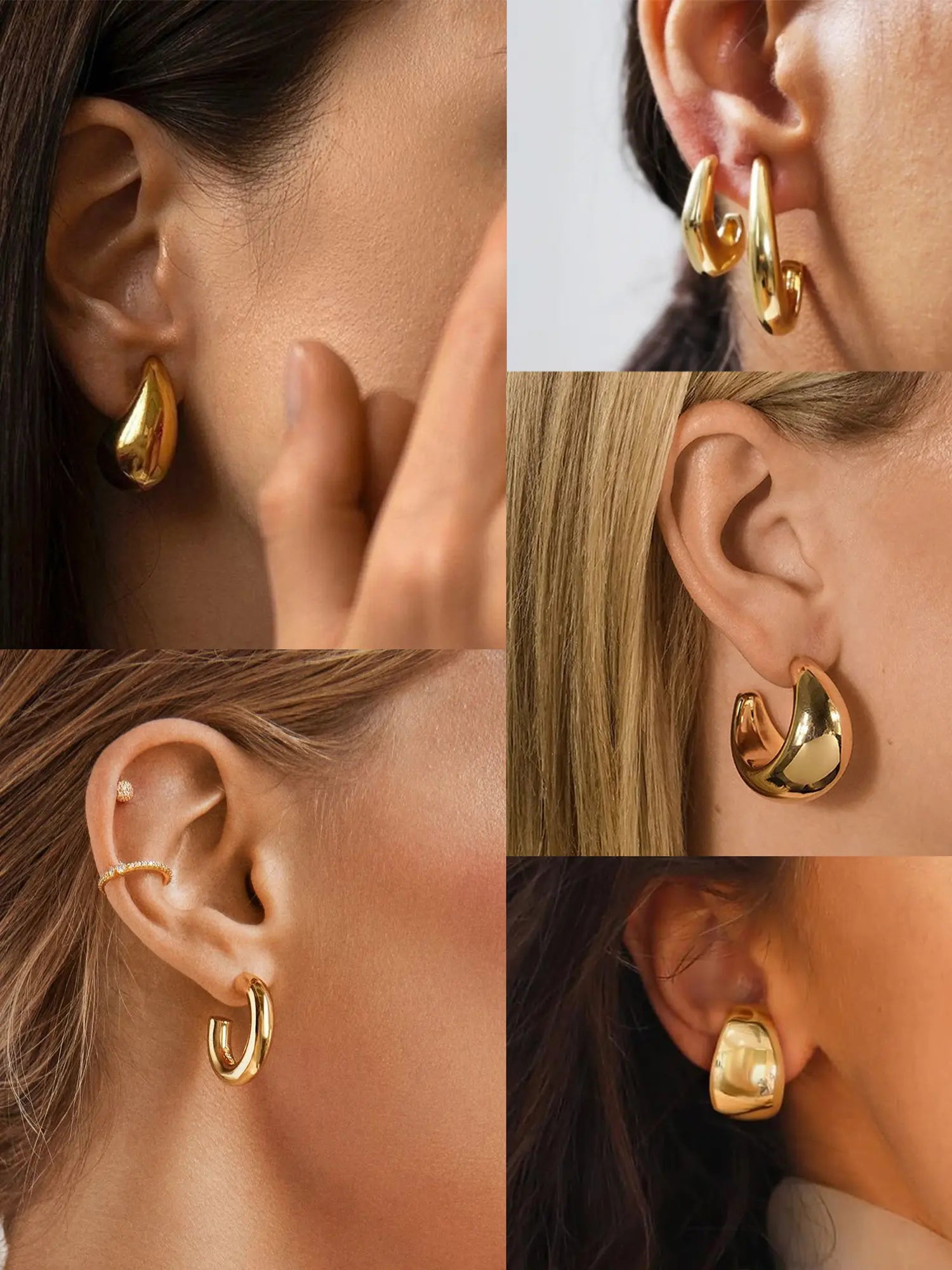 17KM 20-Piece Gold Hoop Earrings Set