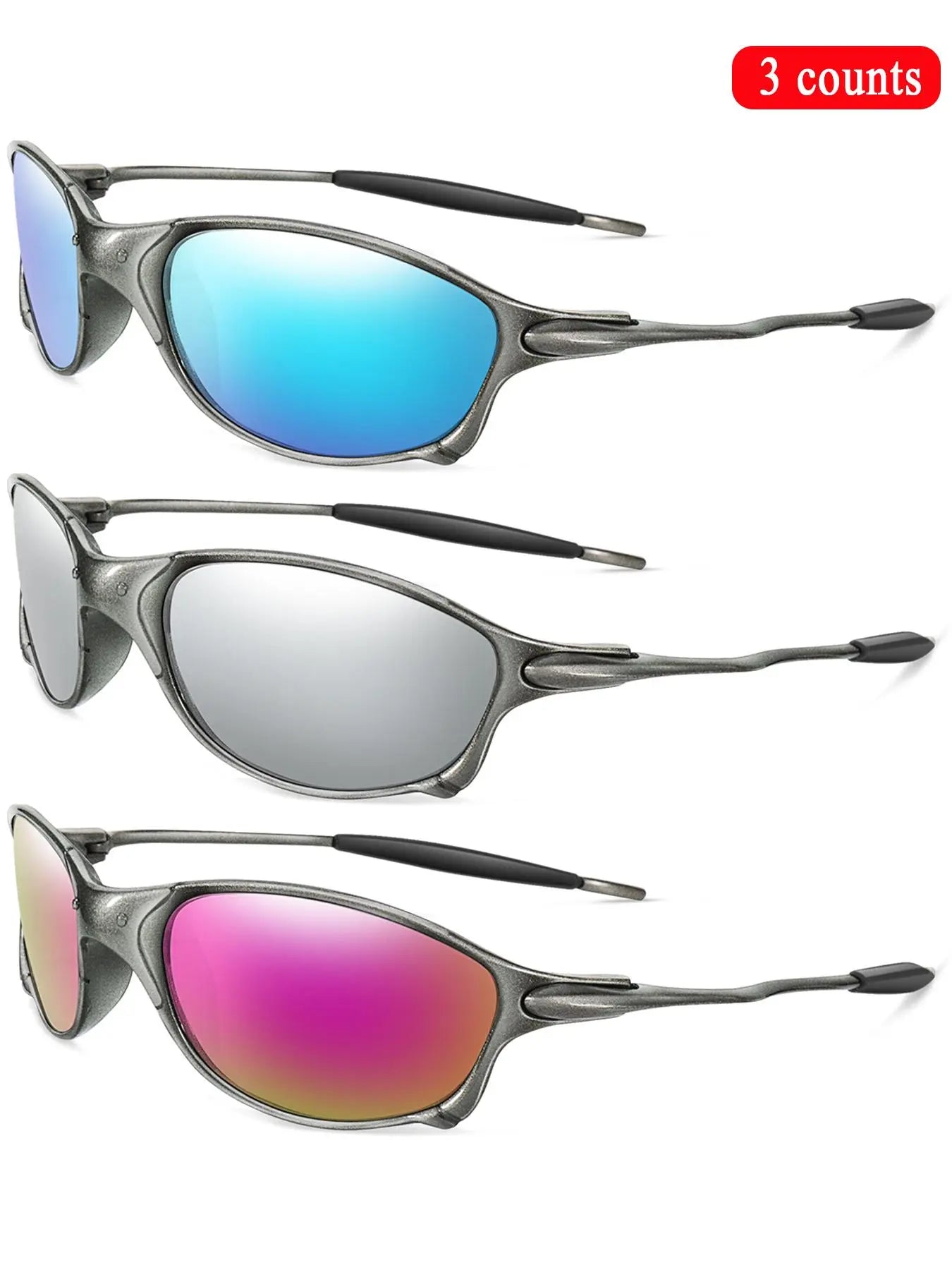 Unisex Vintage Oval Frame Sunglasses Set - 5 Pairs