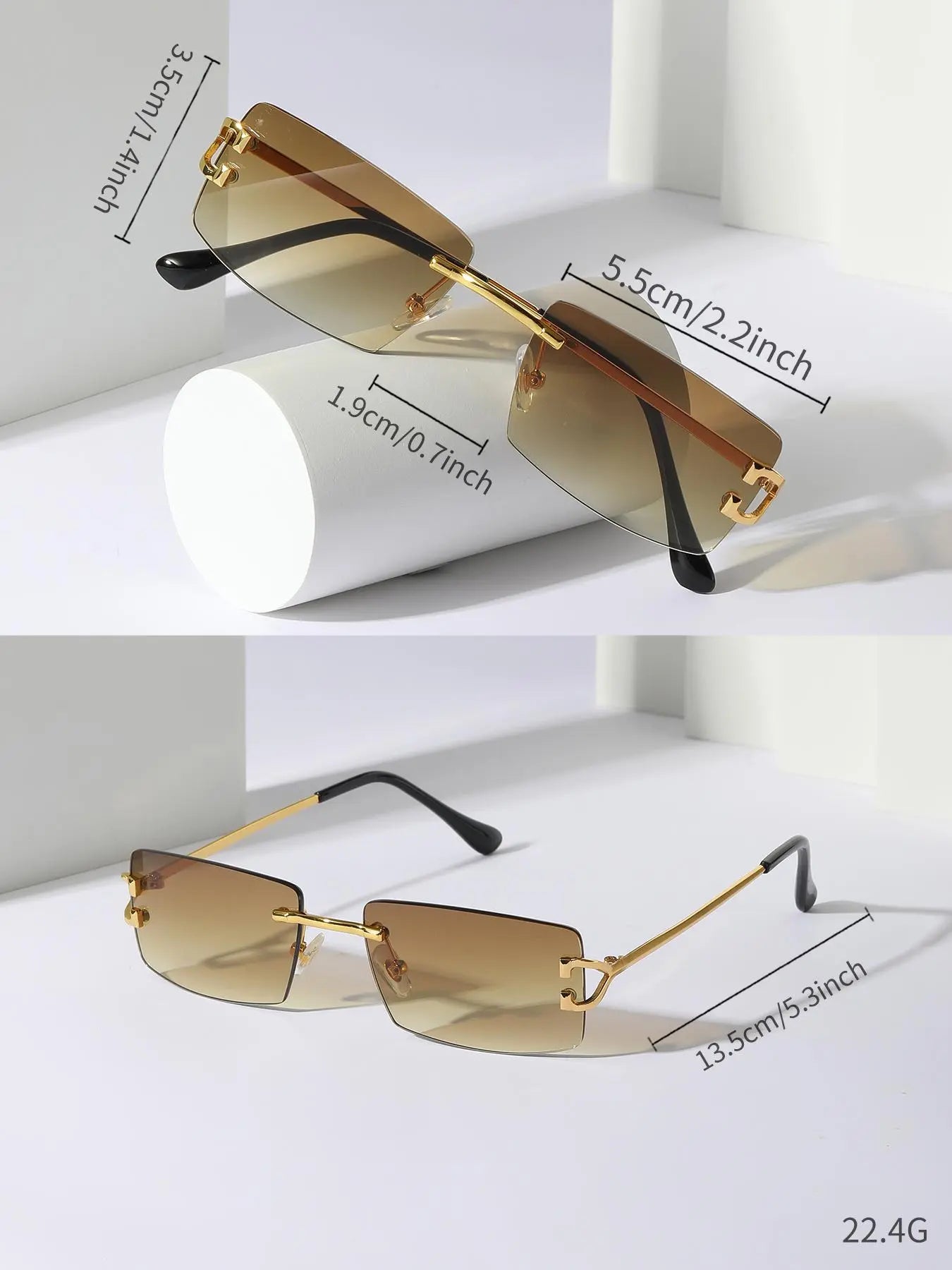 Square Rimless Sunglasses for Summer