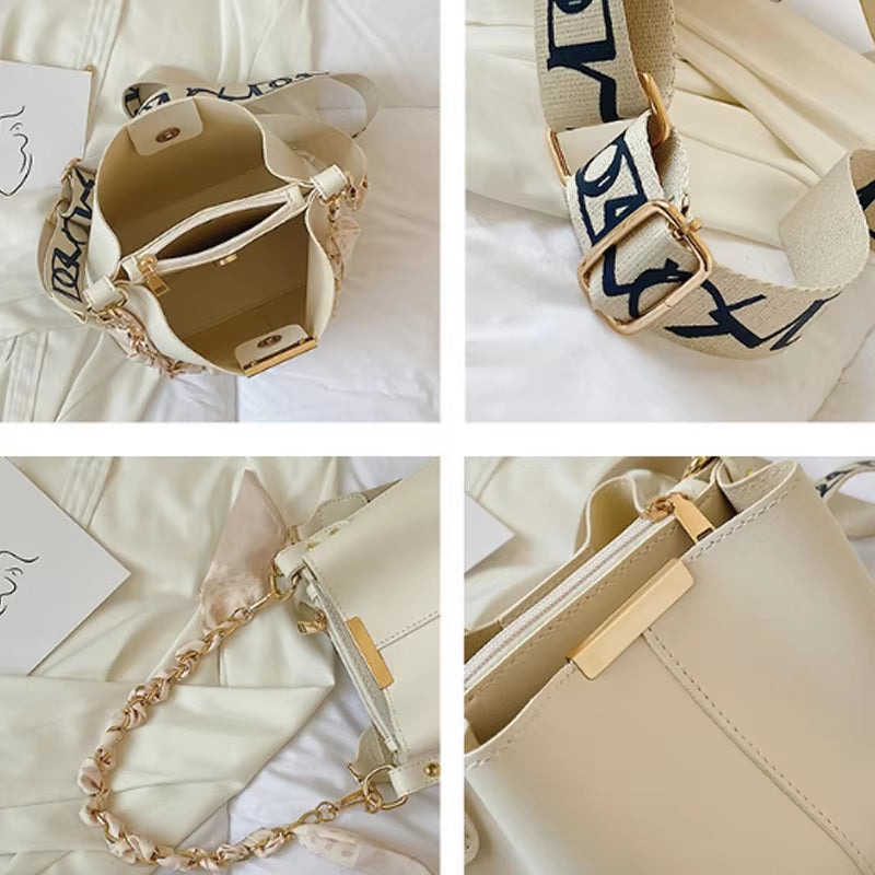 New! Ribbon Chain Bucket Bag