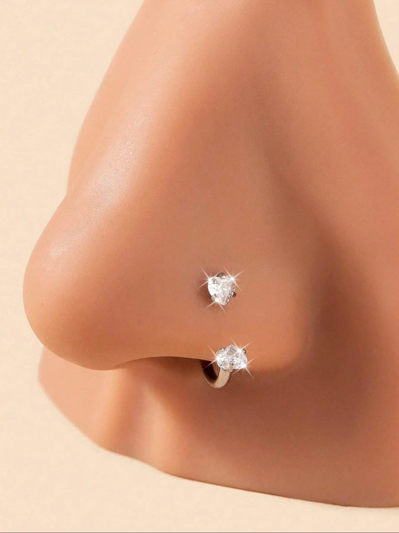 Stainless Steel CZ-Inlaid Nose Ring for Unisex - Elegant Body Jewelry for Everyday and Special Occasions, Trendy Versatile Design, Perfect Gift for Nose Piercing Enthusiasts