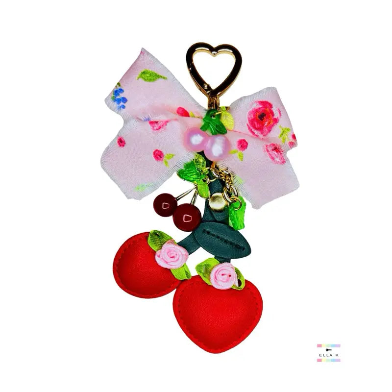 Cherry Blossom Floral Bow Bag Charm