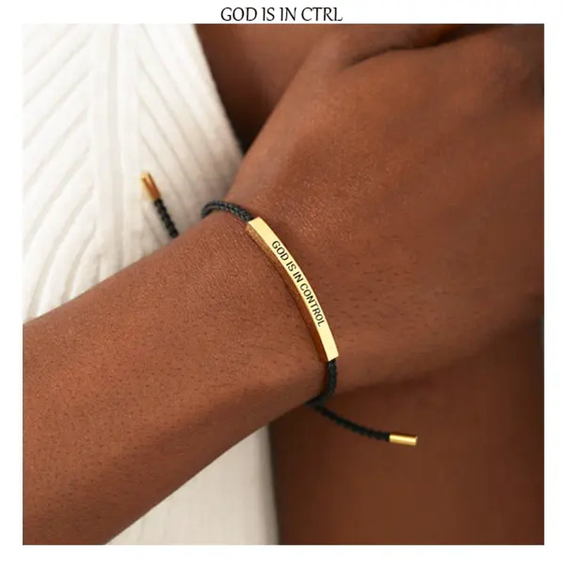 Handcrafted "God Is in CTRL" and "Remember Who You Are" Bracelets with Adjustable Cord Design