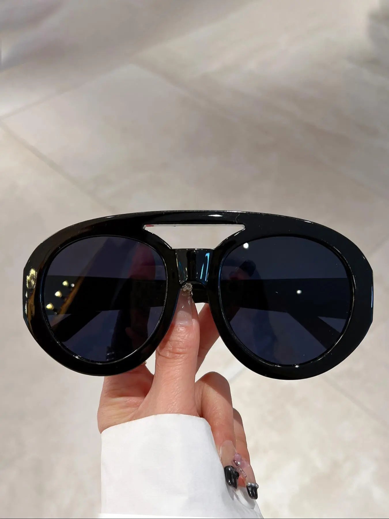 Large Frame Double Bridge Round Glasses