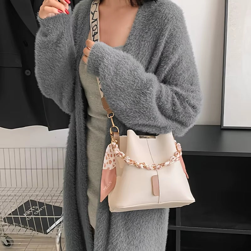 New! Ribbon Chain Bucket Bag