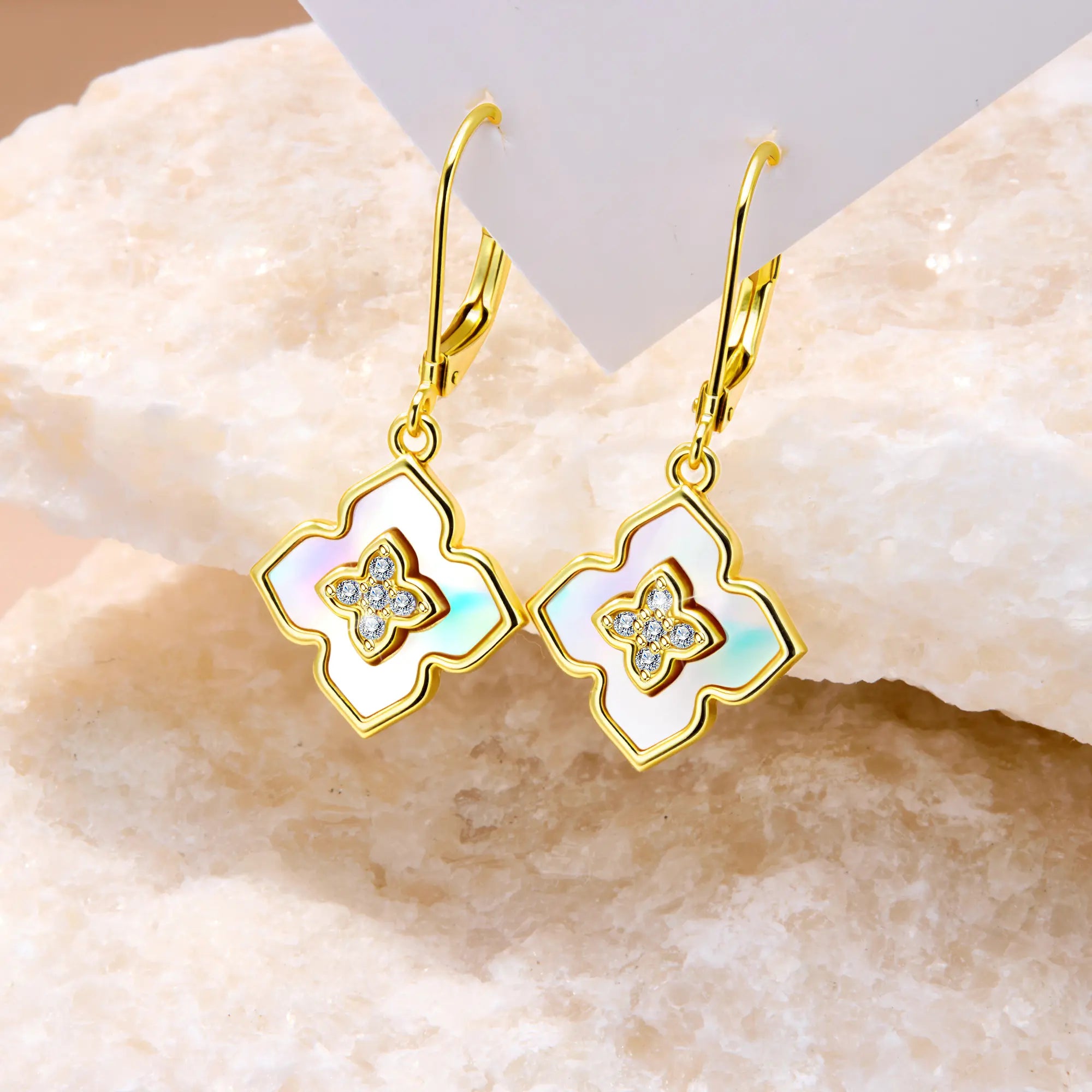 Four-Leaf Clover Diamond-Encrusted Drop Earrings