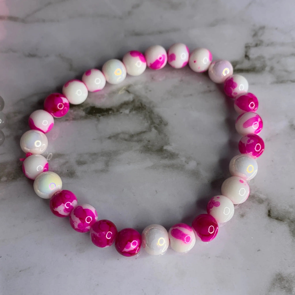 Elegant Pink Glass Beaded Bracelet