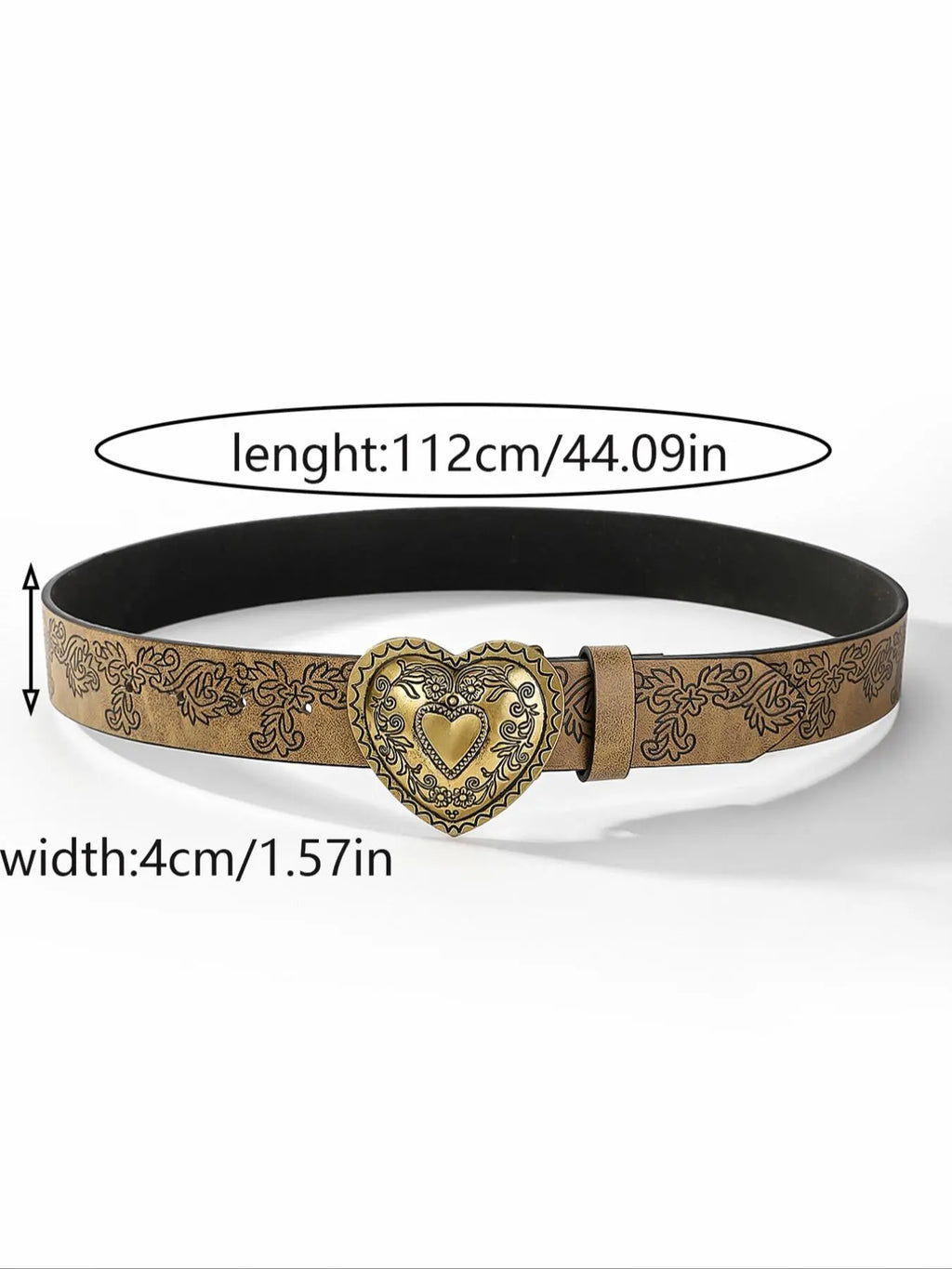 Boho Heart Embossed Buckle Belt