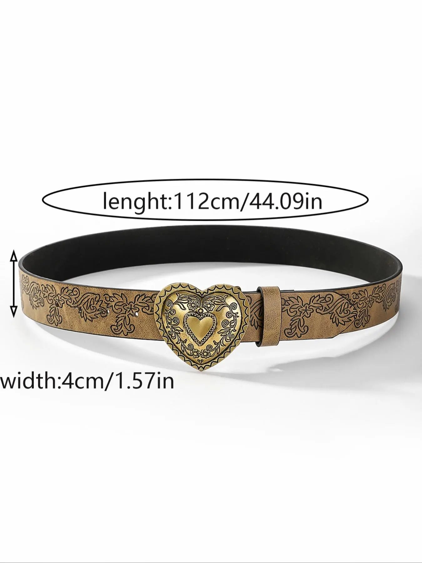 Boho Heart Embossed Buckle Belt