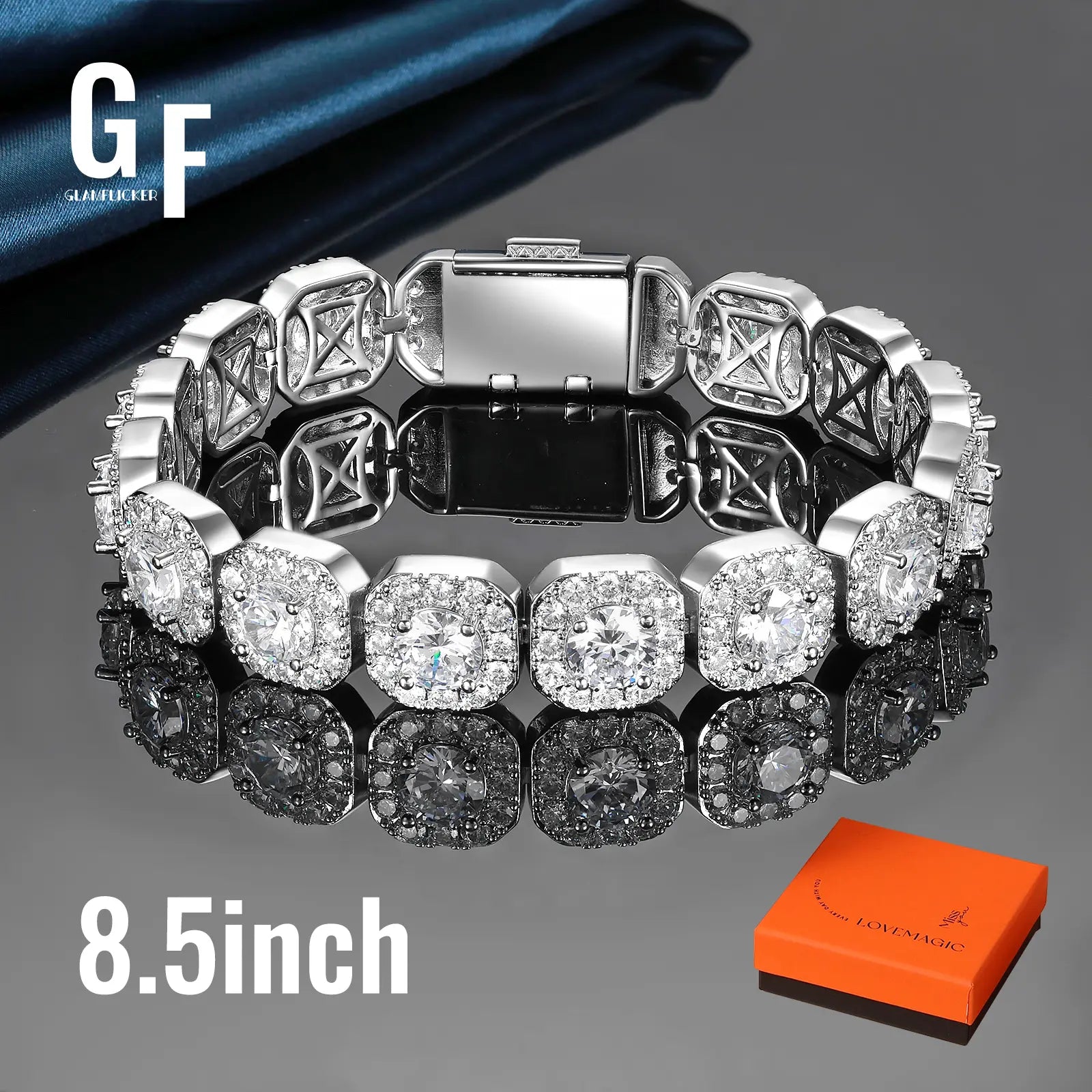12MM Wide Iced Out Cuban Chain Bracelet with Gift Box