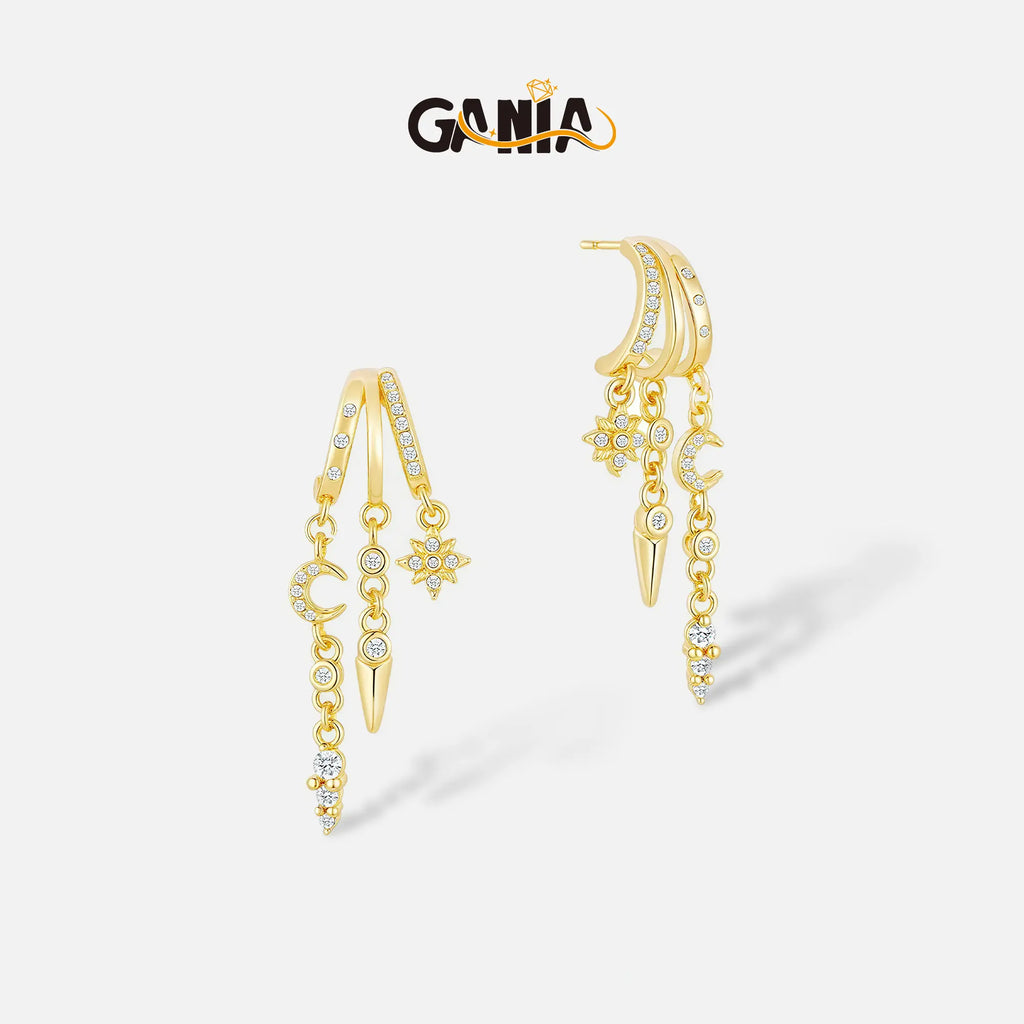 Gania Women's Gold Triple Huggies Earrings