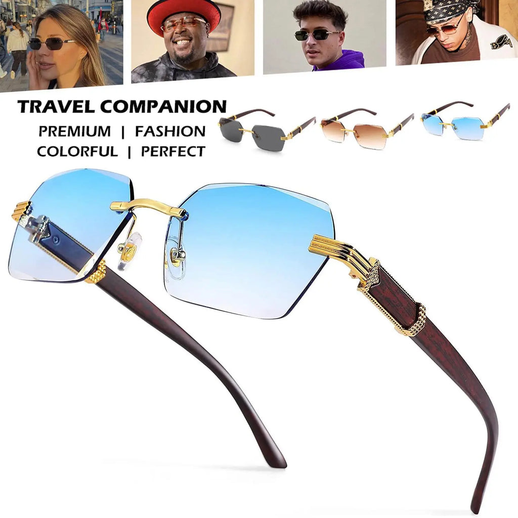 Square Rimless Sunglasses for Men and Women