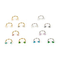 6-Piece Titanium Horseshoe Nose Hoop Set – 18G, CZ Gems, Gold & Silver