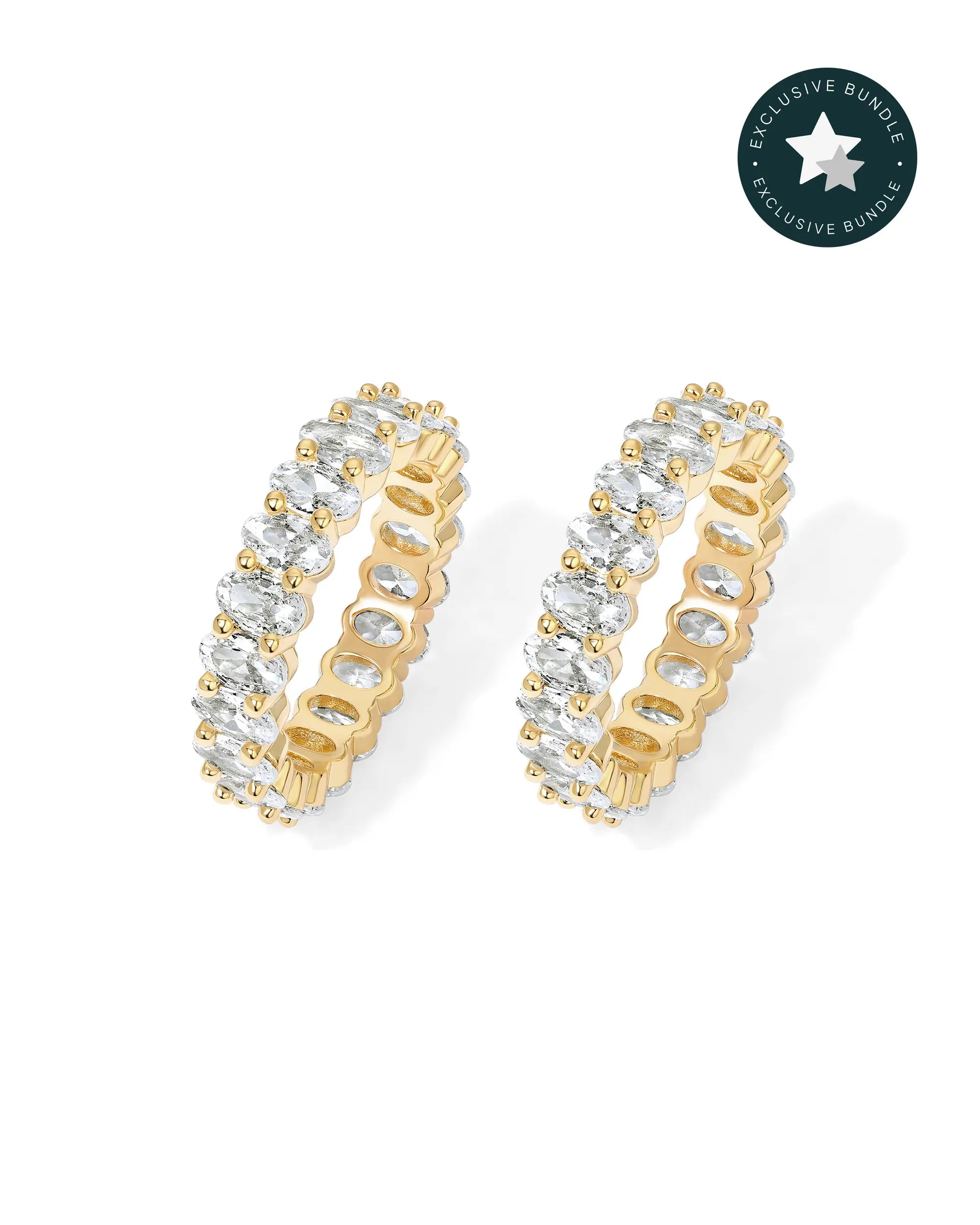 PAVOI 14K Gold Plated Eternity Ring with Oval 5A & 6A Cubic Zirconia - Stackable Love Ring for Women - Elegant Wedding Band Available in Sizes 5 to 10