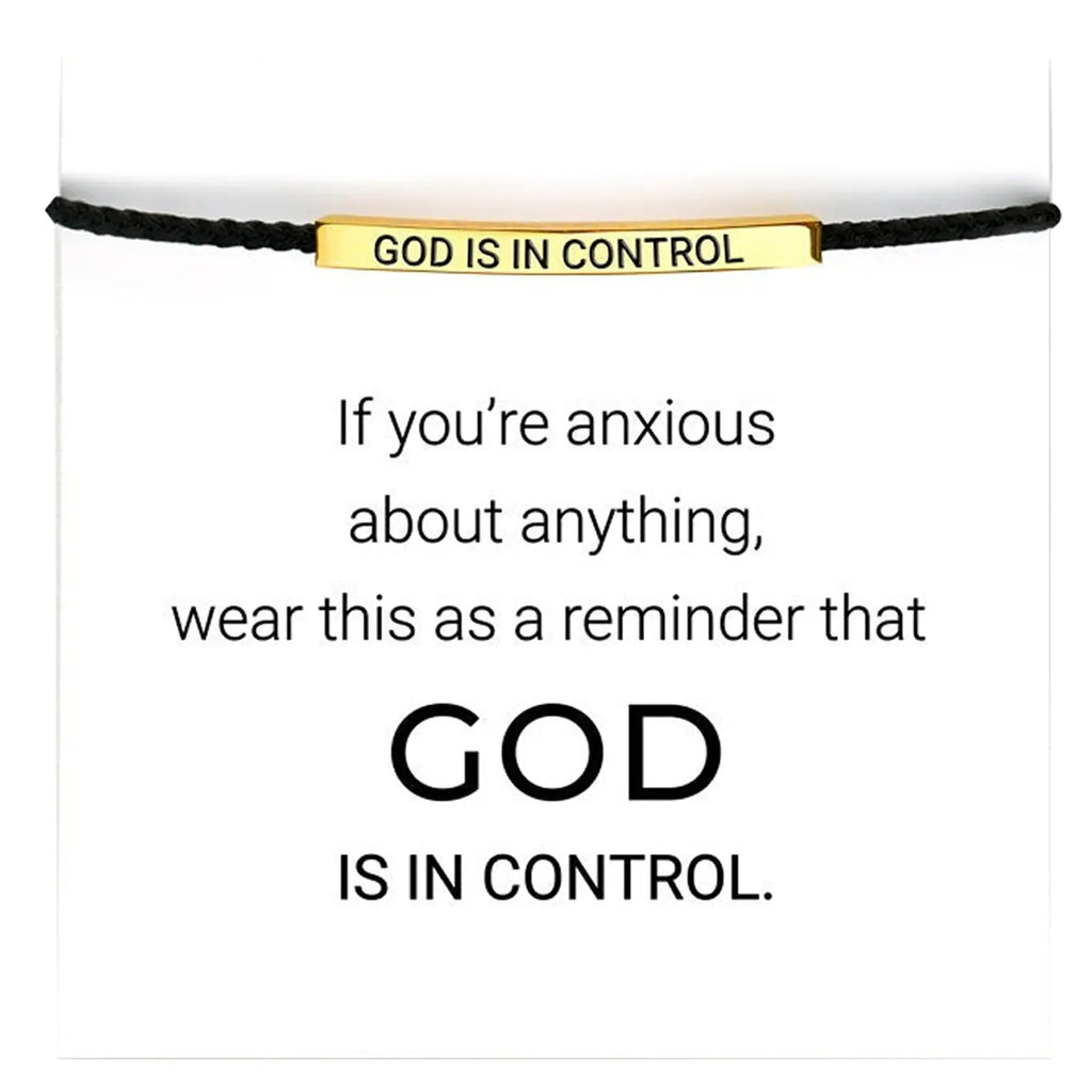 Handcrafted "God Is in CTRL" and "Remember Who You Are" Bracelets with Adjustable Cord Design