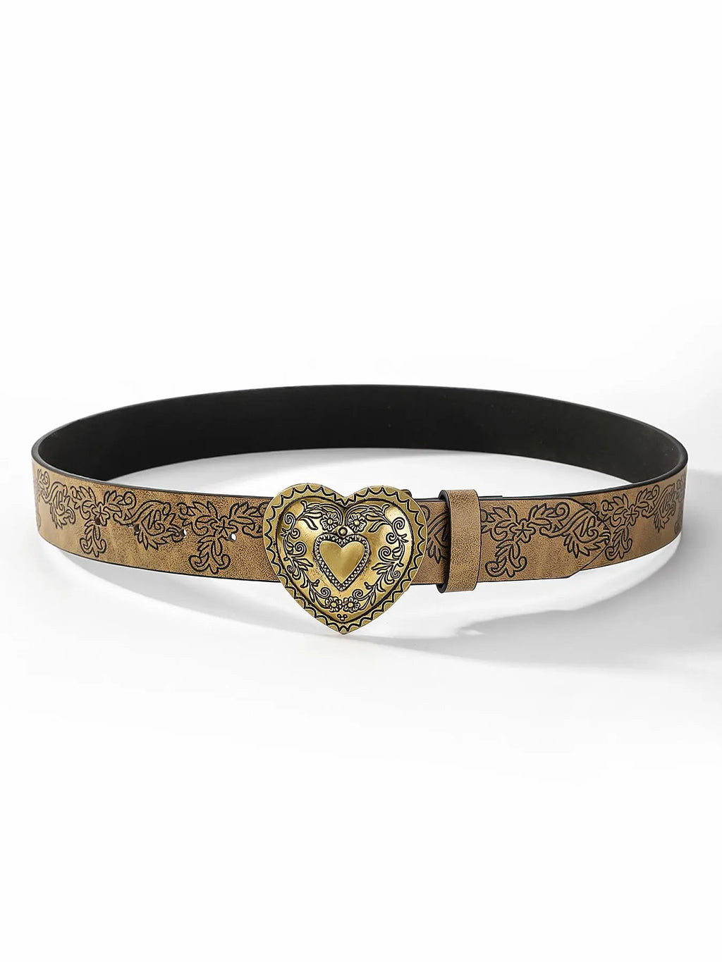 Boho Heart Embossed Buckle Belt