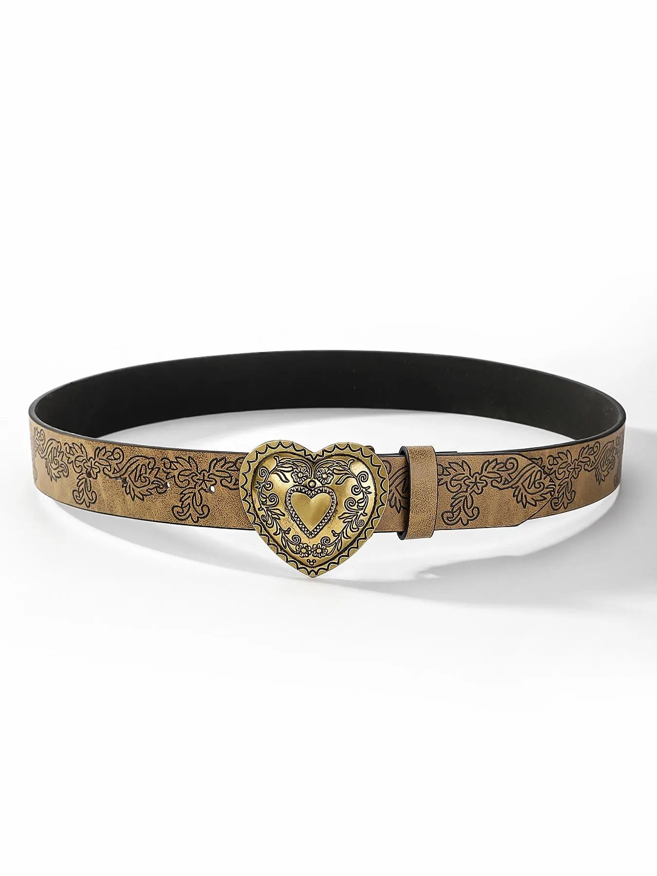 Boho Heart Embossed Buckle Belt