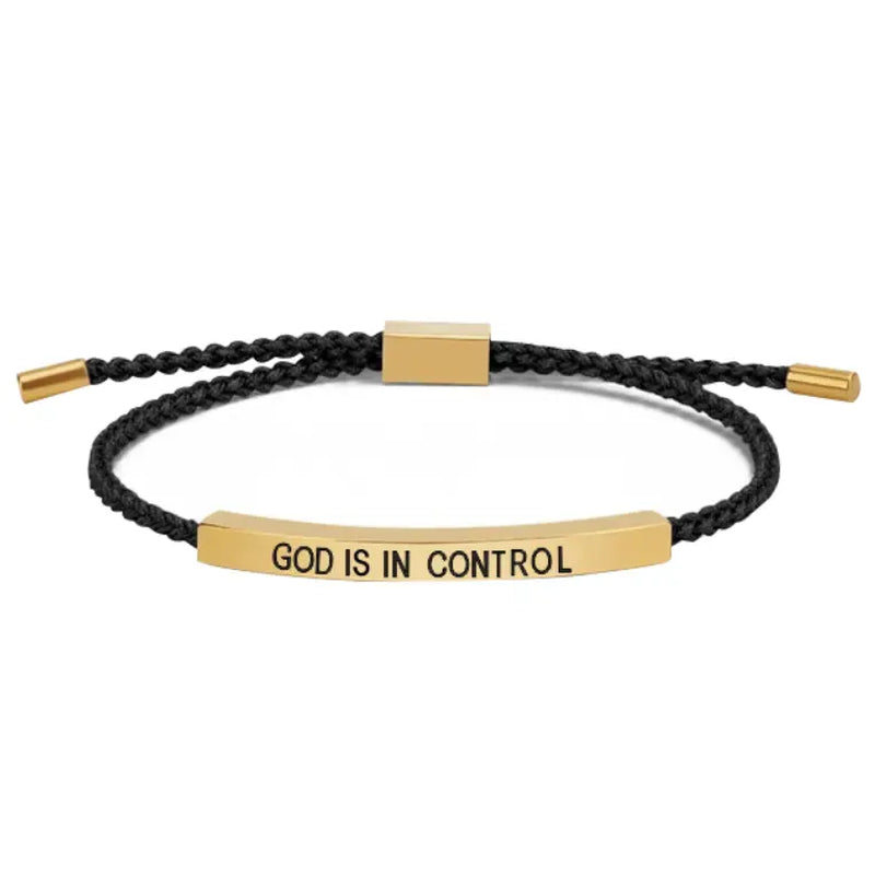 Handcrafted "God Is in CTRL" and "Remember Who You Are" Bracelets with Adjustable Cord Design