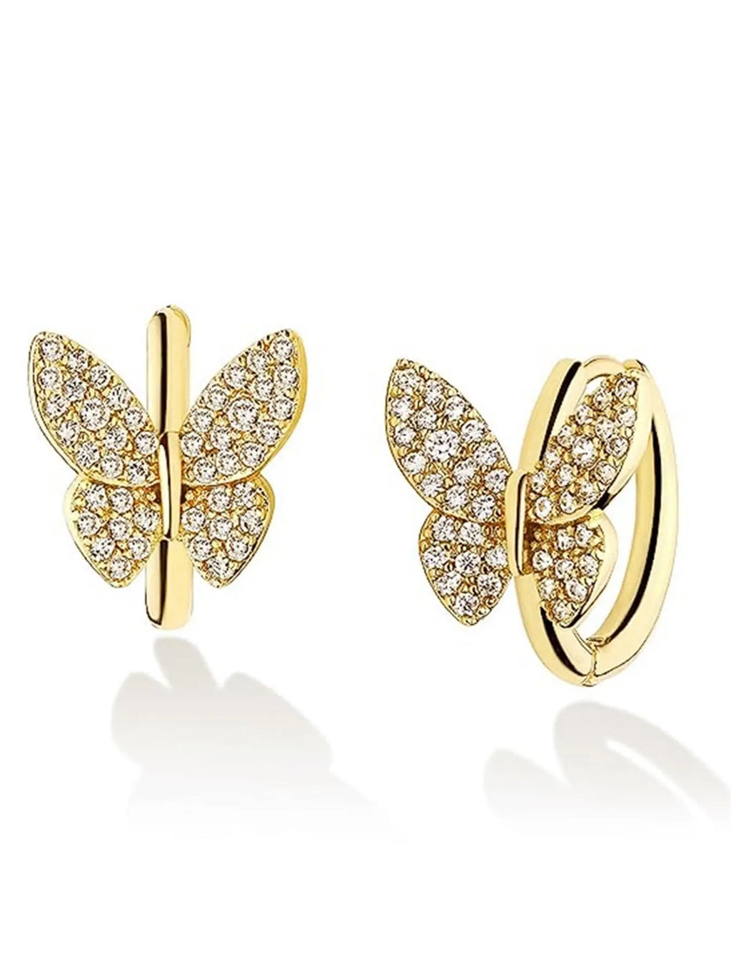Butterfly and Heart Design Hoop Earrings